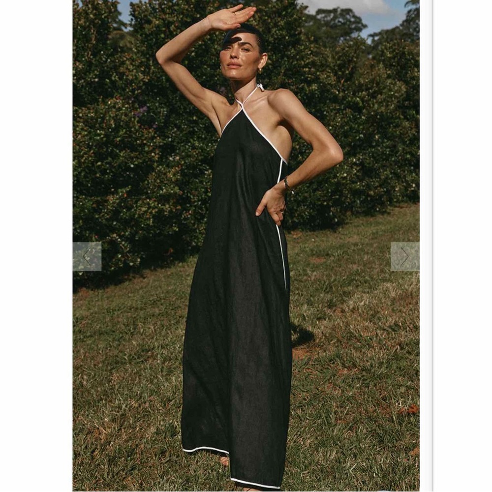 DISSH Black Linen Maxi Aiden Dress Size 4